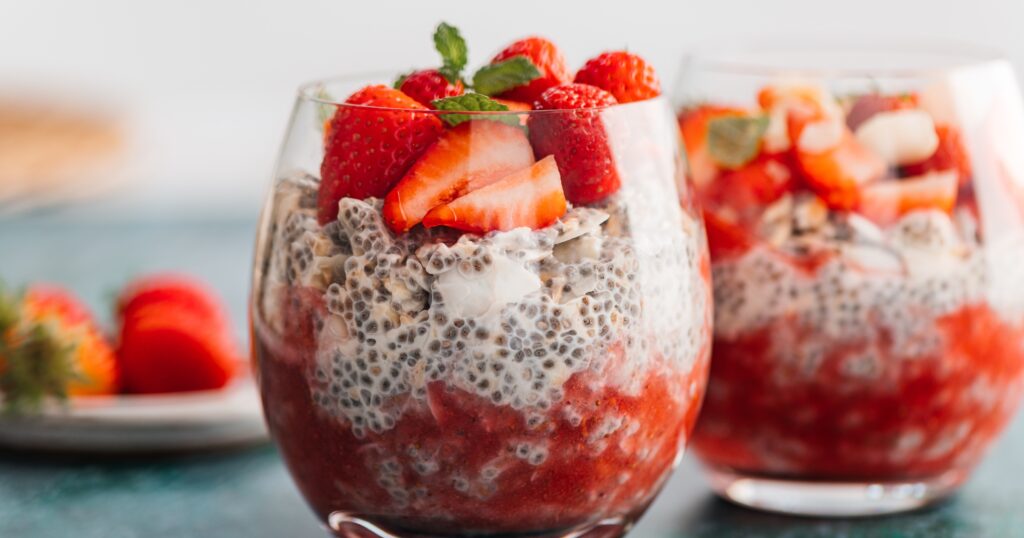 Keto Strawberries and Cream Chia Pudding